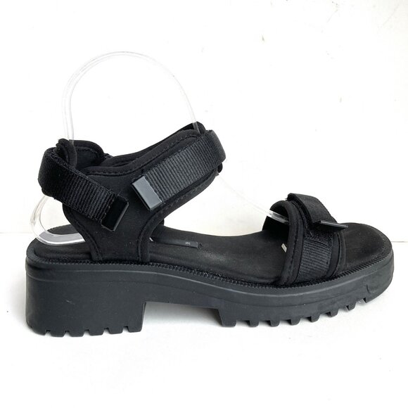 ZARA Chunky Lug Sole Strap Sandals Black EU 38 • fits US 8.5/9 - Picture 2 of 7